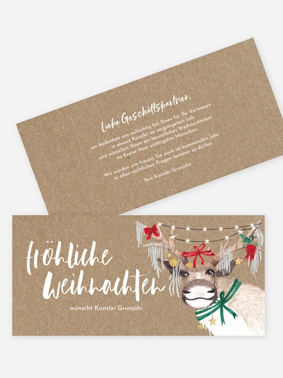Geschäftliche Weihnachtskarte Christ-Mess Reindeer Kraftpapier