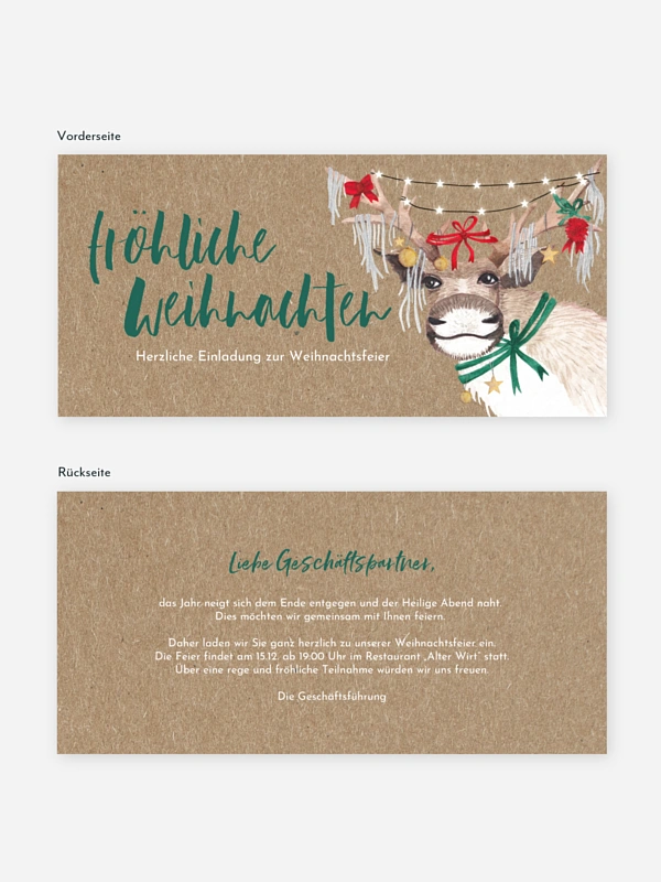 Weihnachtsfeier Christ-Mess Reindeer Kraftpapier