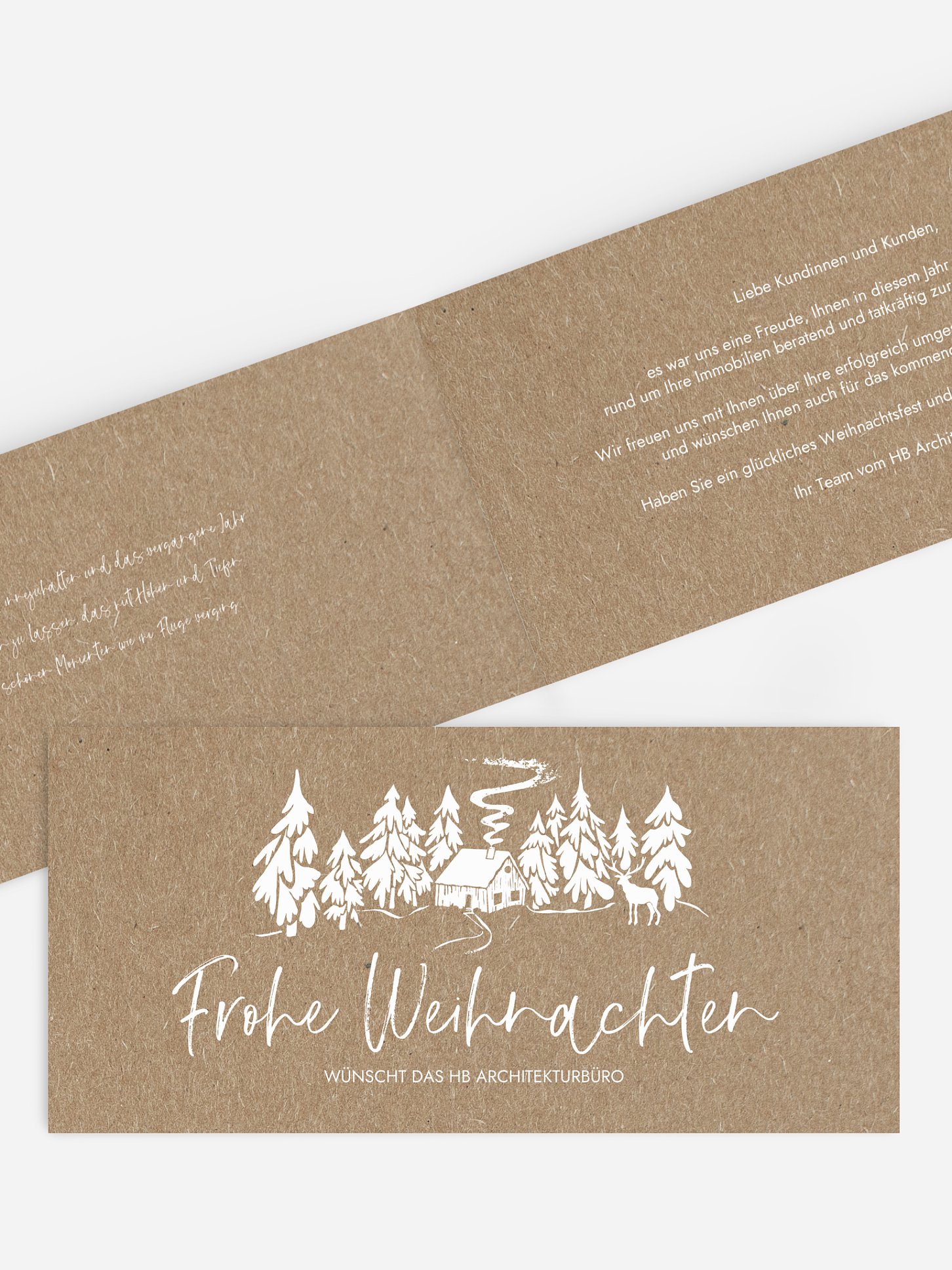 Geschäftliche Weihnachtskarte Frosty Forest Kraftpapier