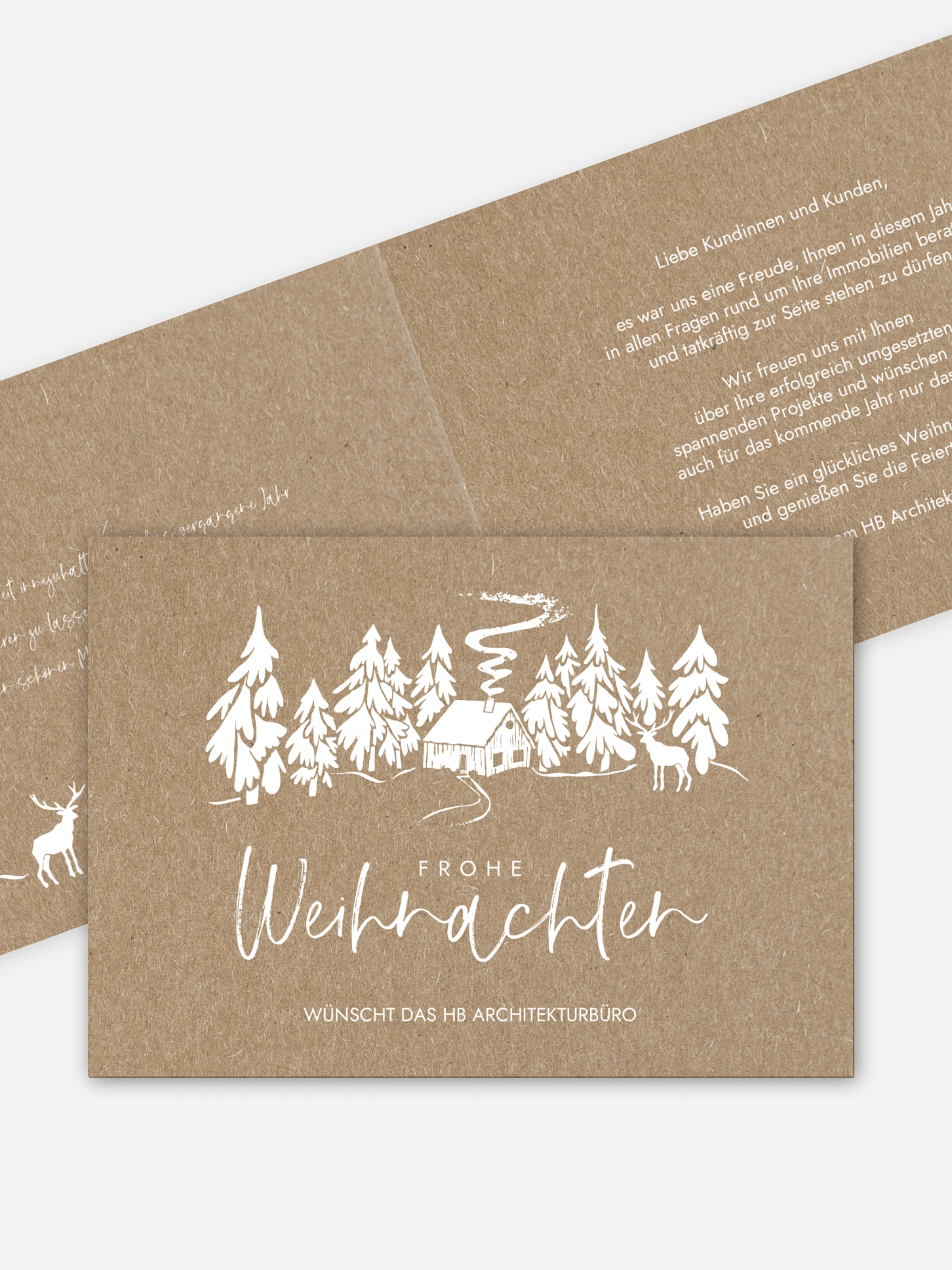 Geschäftliche Weihnachtskarte Frosty Forest Kraftpapier