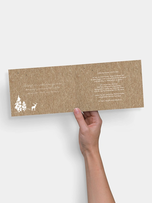 Geschäftliche Weihnachtskarte Frosty Forest Kraftpapier
