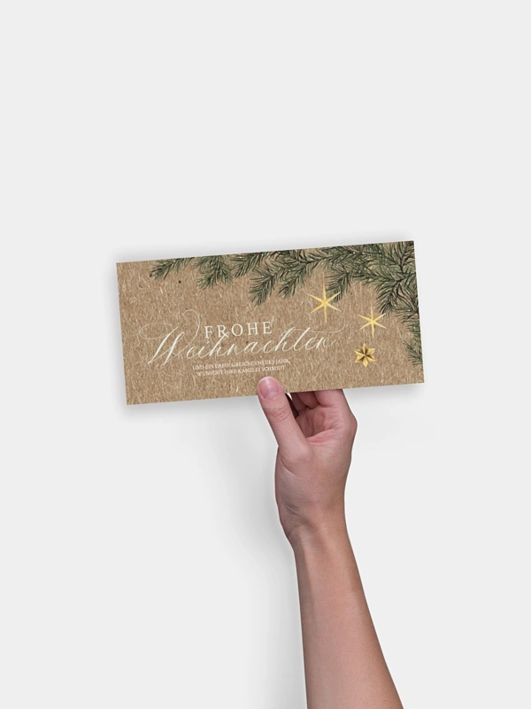 Geschäftliche Weihnachtskarte Festive Stars Kraftpapier
