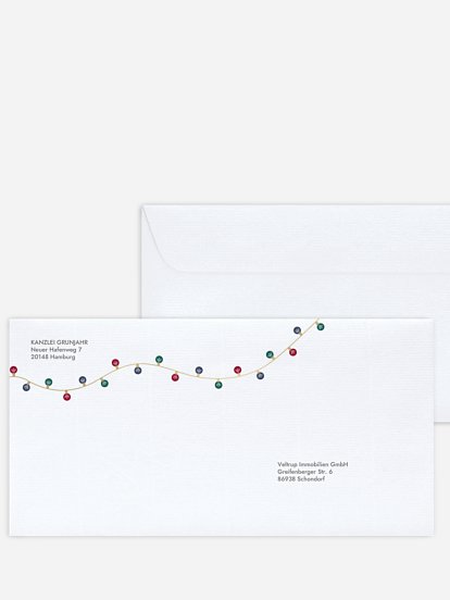 Bedruckte Umschläge geschäftl. Weihnachten Bright Times