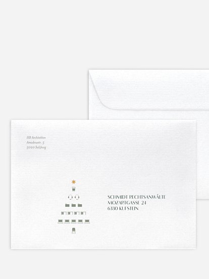 Bedruckte Umschläge geschäftl. Weihnachten Office Tree