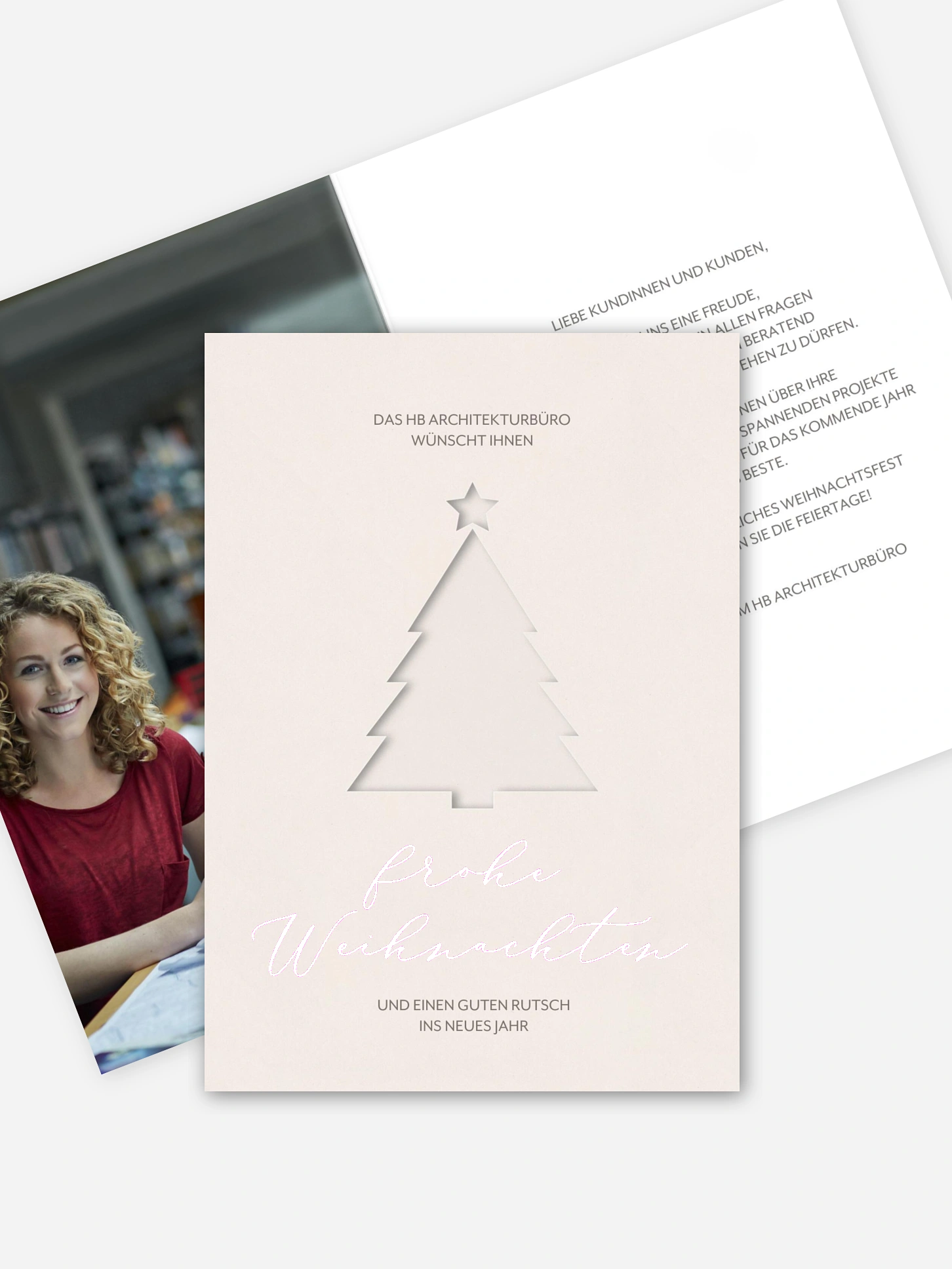 Geschäftliche Weihnachtskarte Cut-Out-Tree