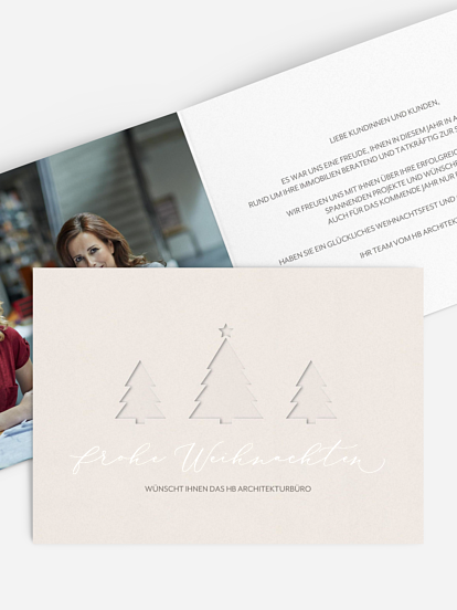 Geschäftliche Weihnachtskarte Cut-Out-Tree