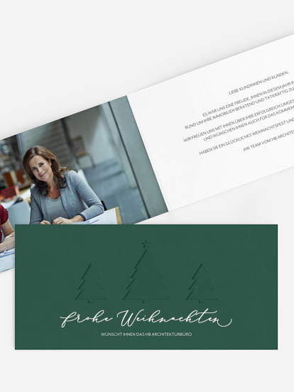 Geschäftliche Weihnachtskarte Cut-Out-Tree