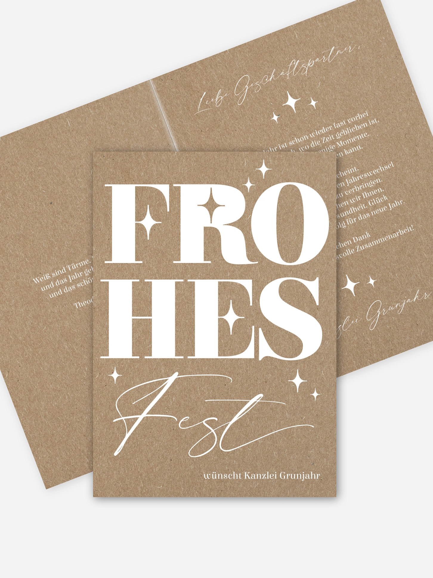 Geschäftliche Weihnachtskarte Bold Letters Kraftpapier