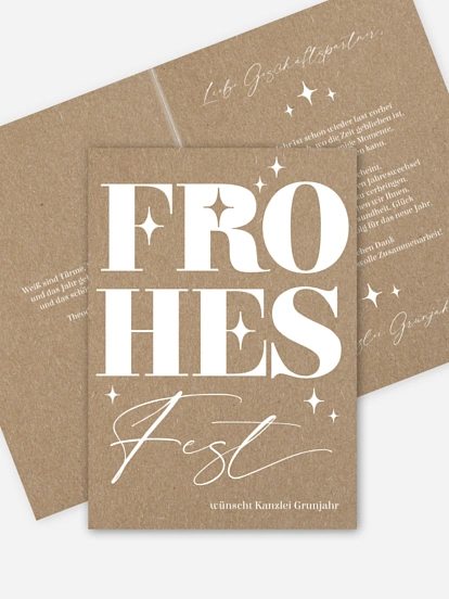 Geschäftliche Weihnachtskarte Bold Letters Kraftpapier