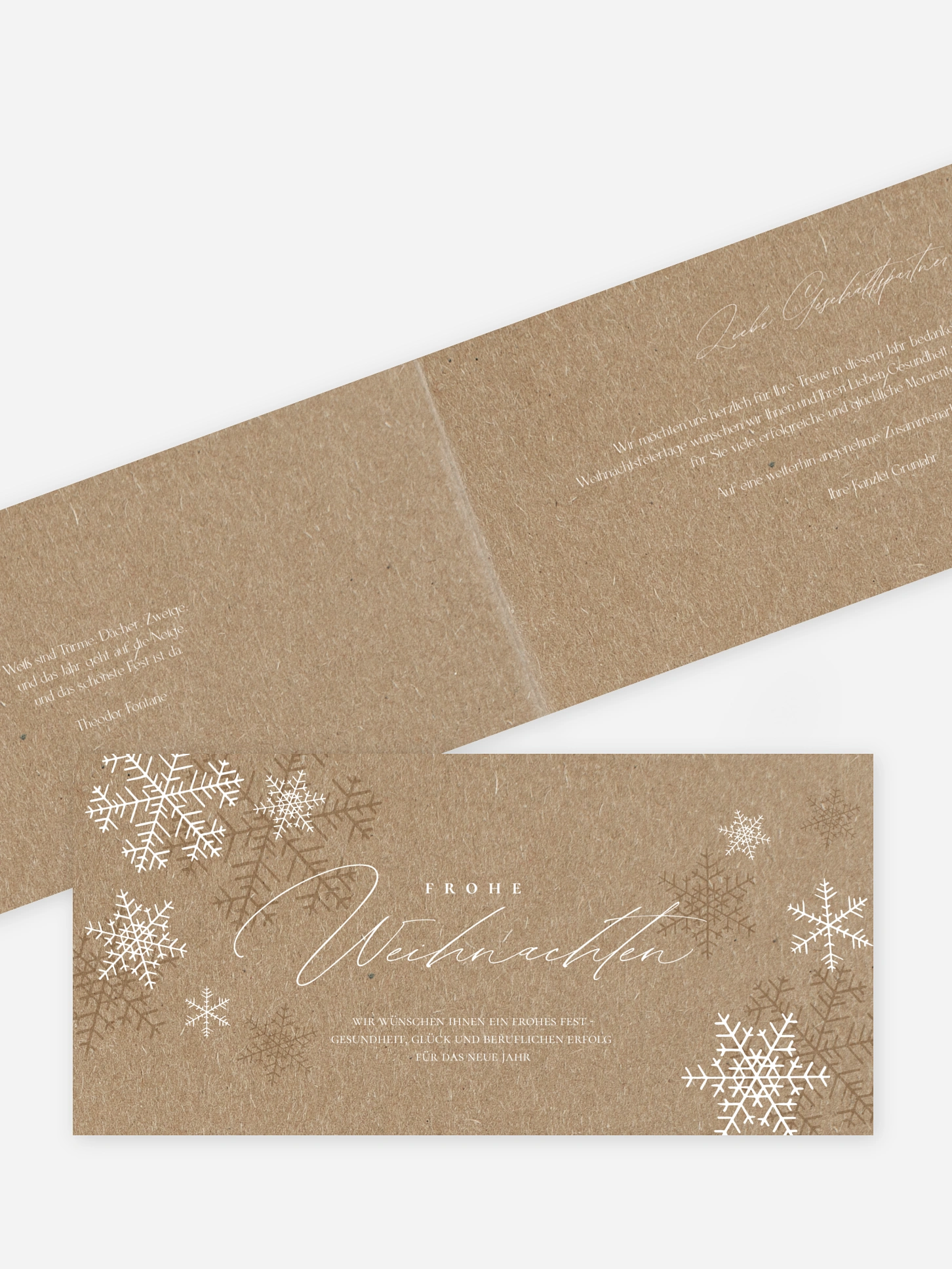 Geschäftliche Weihnachtskarte Joyful Snowflake Kraftpapier