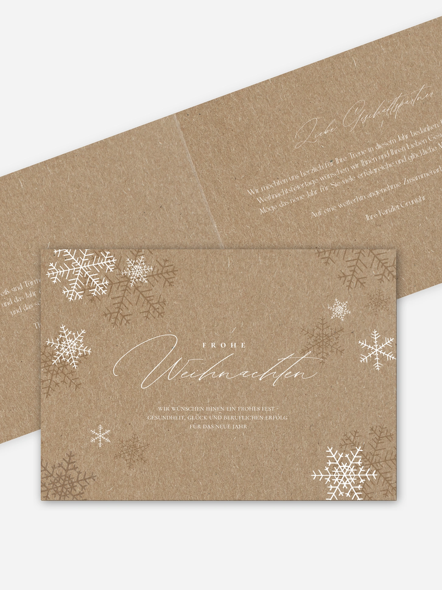 Geschäftliche Weihnachtskarte Joyful Snowflake Kraftpapier