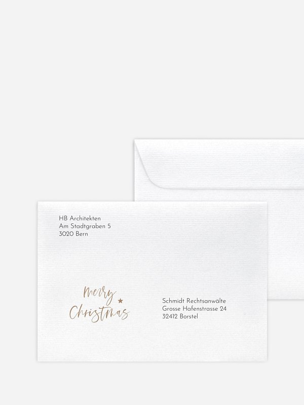 Bedruckte Umschläge geschäftl. Weihnachten Happy Notes mit 3D-Effekt