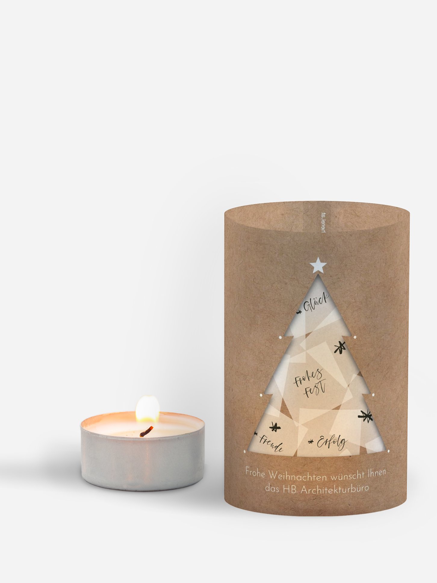 Windlicht Weihnachten Happy Notes mit 3D-Effekt