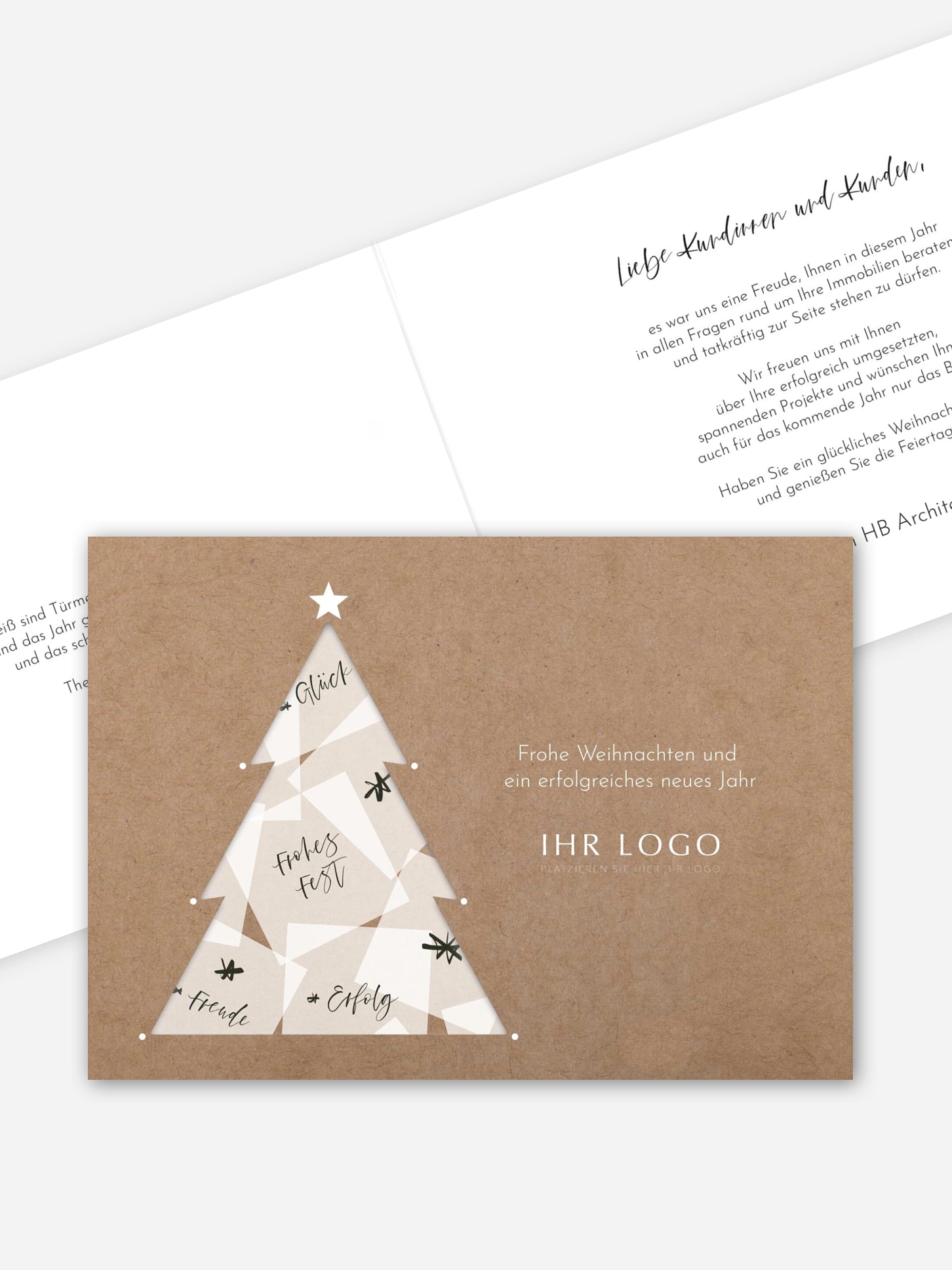 Geschäftliche Weihnachtskarte Happy Notes mit 3D-Effekt