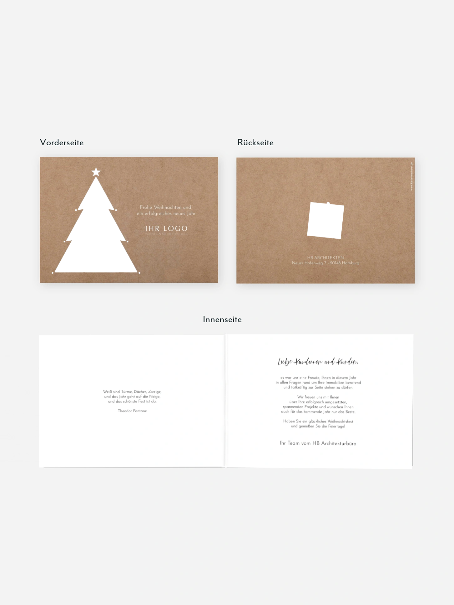 Geschäftliche Weihnachtskarte Happy Notes mit 3D-Effekt