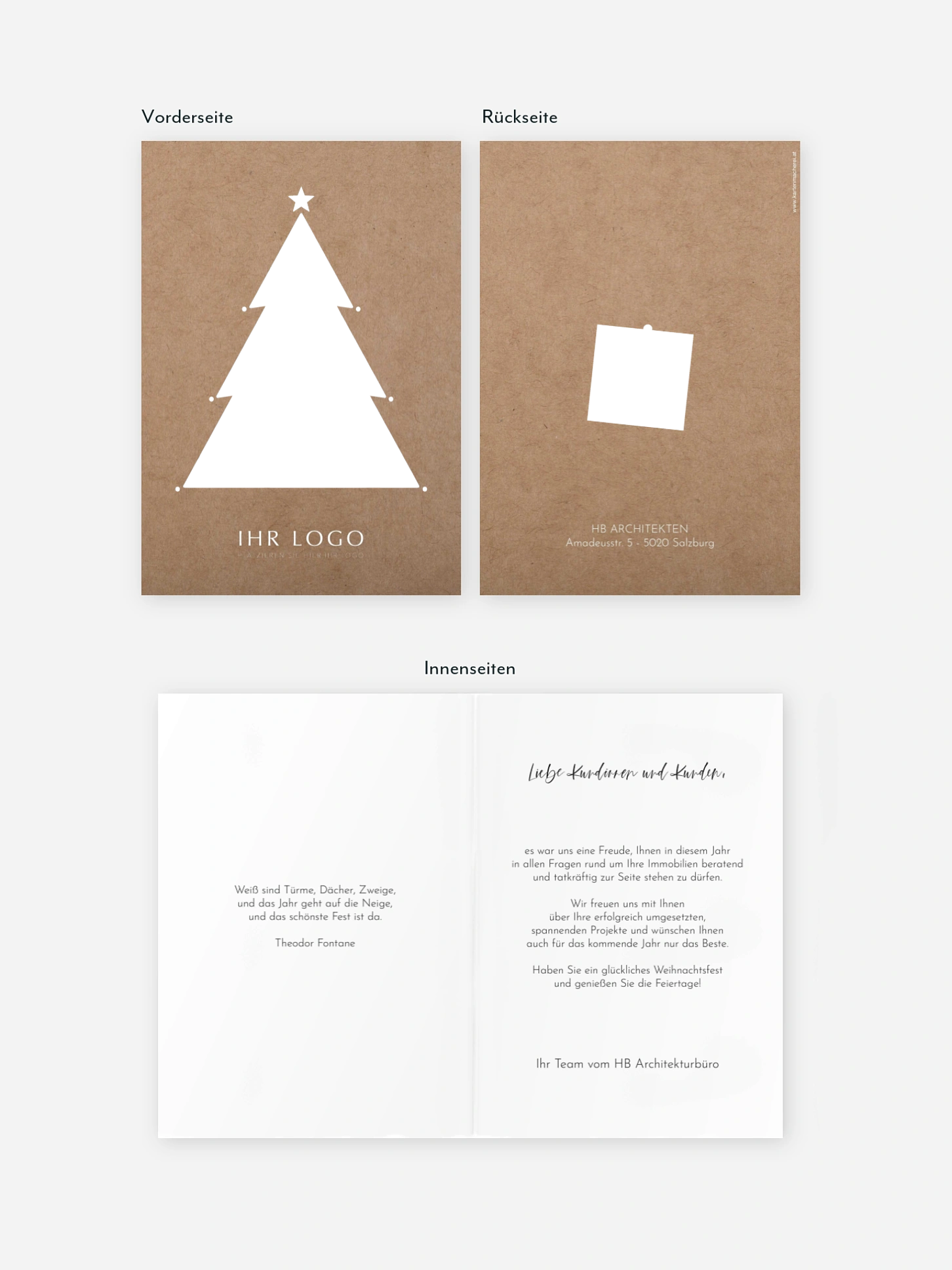 Geschäftliche Weihnachtskarte Happy Notes mit 3D-Effekt