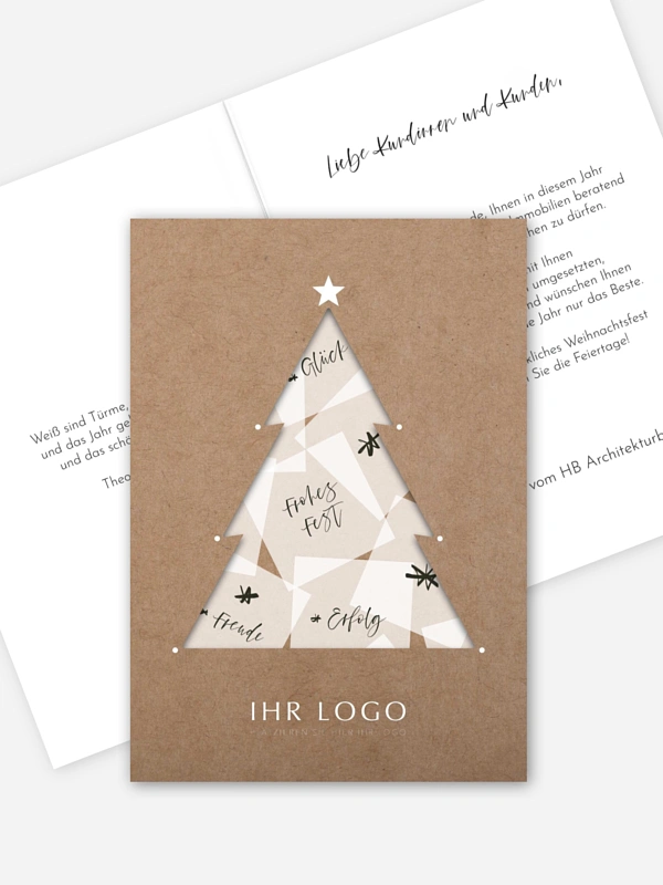 Geschäftliche Weihnachtskarte Happy Notes mit 3D-Effekt