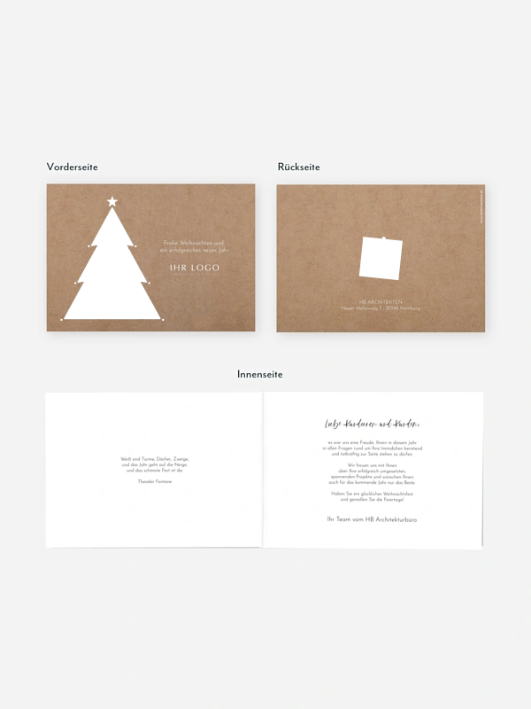 Geschäftliche Weihnachtskarte Happy Notes mit 3D-Effekt