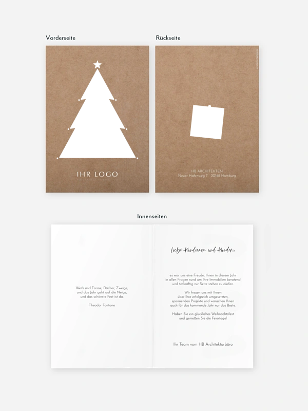 Geschäftliche Weihnachtskarte Happy Notes mit 3D-Effekt