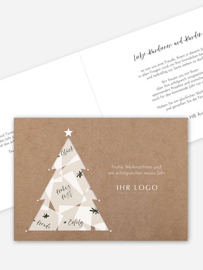 Geschäftliche Weihnachtskarte Happy Notes mit 3D-Effekt