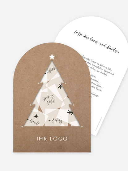 Geschäftliche Weihnachtskarte Happy Notes mit 3D-Effekt