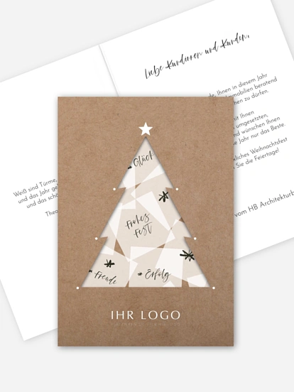 Geschäftliche Weihnachtskarte Happy Notes mit 3D-Effekt