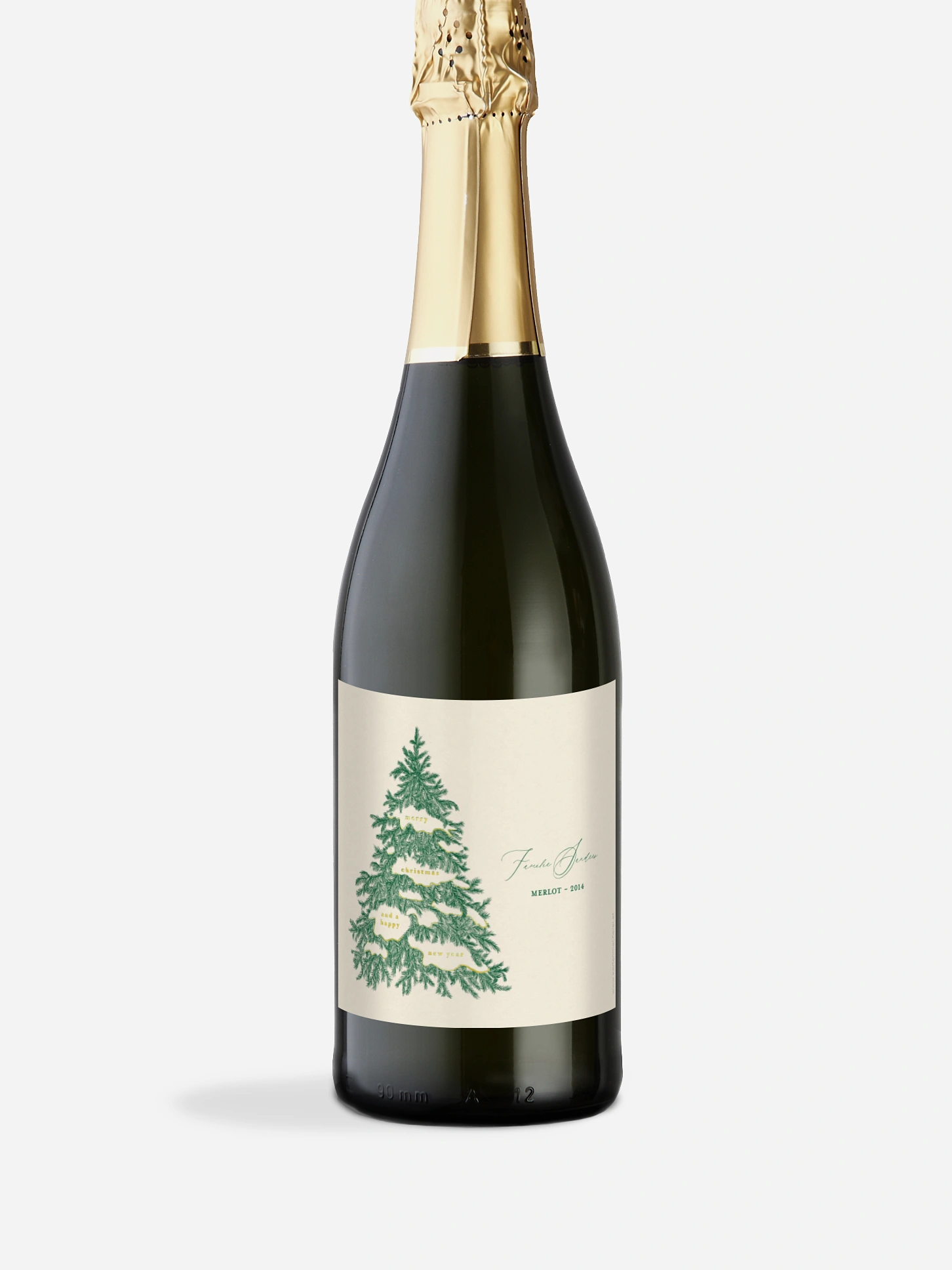 Flaschenetiketten Weihnachten Vintage Tanne