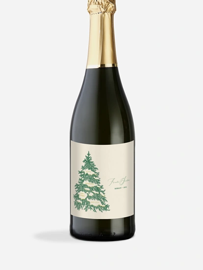 Flaschenetiketten Weihnachten Vintage Tanne