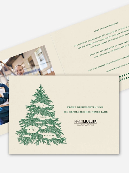 Geschäftliche Weihnachtskarte Vintage Tanne