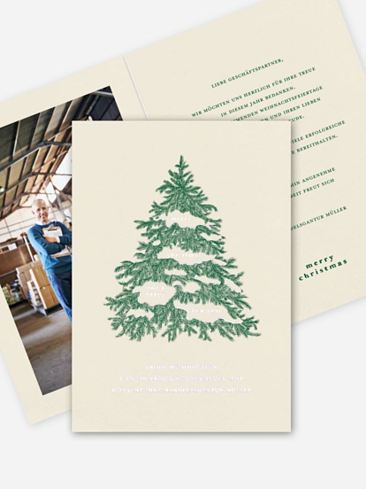 Geschäftliche Weihnachtskarte Vintage Tanne