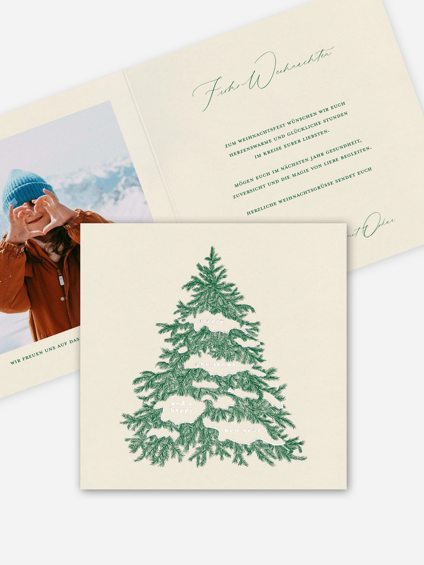 Weihnachtskarte Vintage Tanne
