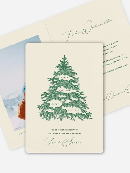 Weihnachtskarte Vintage Tanne