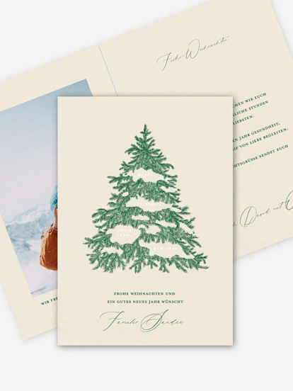 Weihnachtskarte Vintage Tanne