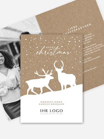 Geschäftliche Weihnachtskarte Rustic Reindeer