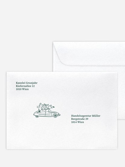 Bedruckte Umschläge geschäftl. Weihnachten Vintage Car