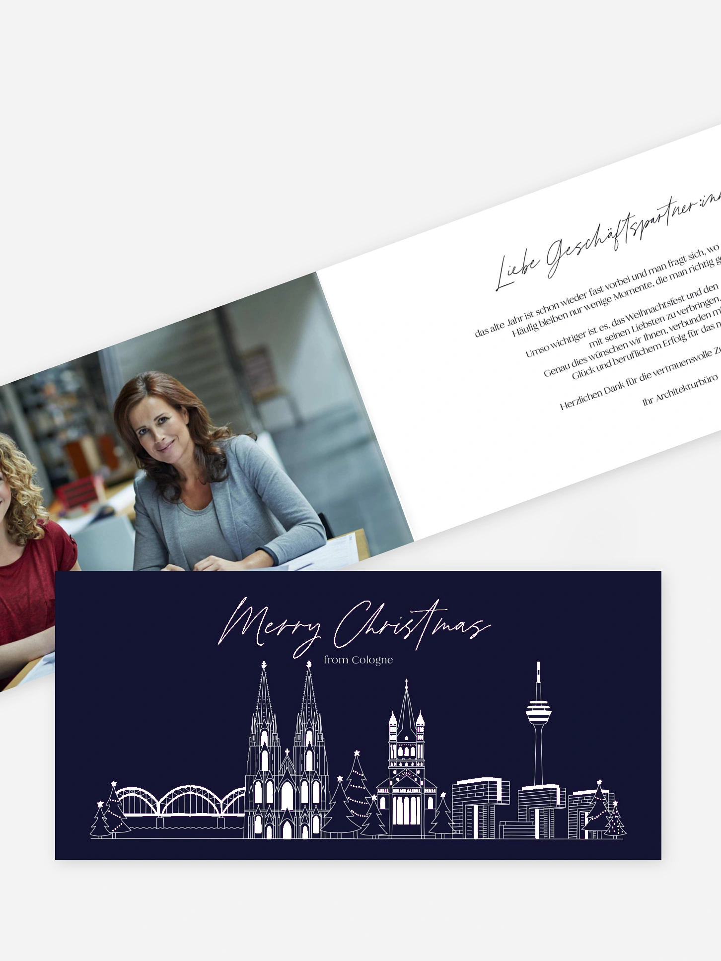 Geschäftliche Weihnachtskarte Cologne City Skyline