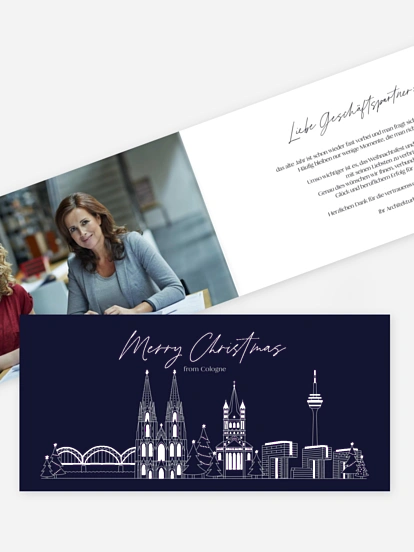 Geschäftliche Weihnachtskarte Cologne City Skyline