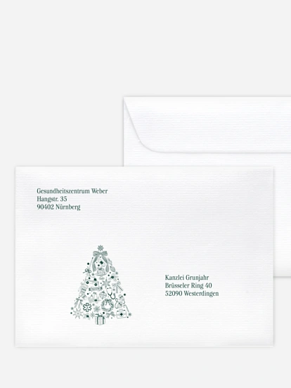 Bedruckte Umschläge geschäftl. Weihnachten Business Christmas Tree