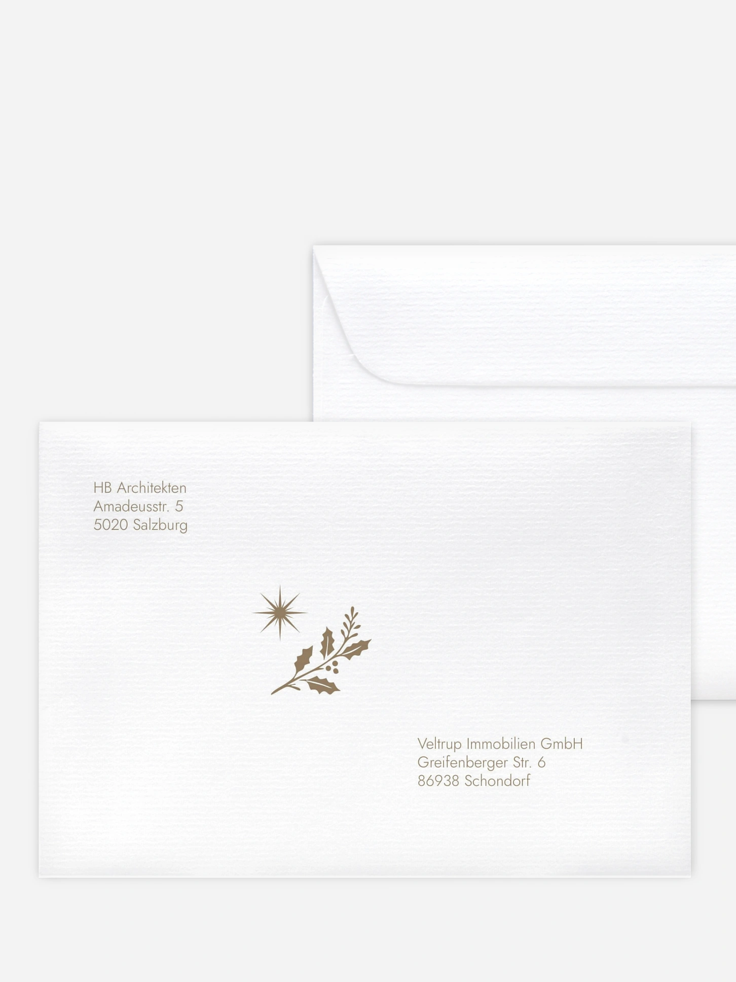 Bedruckte Umschläge geschäftl. Weihnachten Festive Flora Kraftpapier