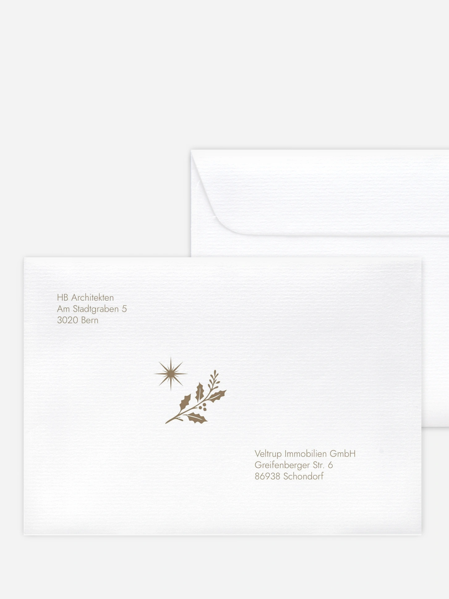 Bedruckte Umschläge geschäftl. Weihnachten Festive Flora Kraftpapier