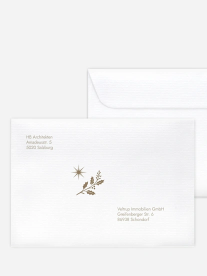Bedruckte Umschläge geschäftl. Weihnachten Festive Flora Kraftpapier
