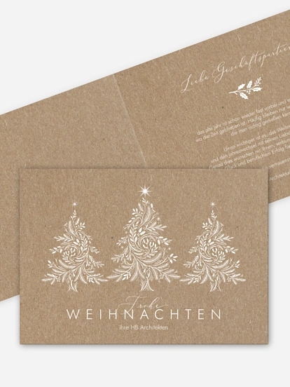 Geschäftliche Weihnachtskarte Festive Flora Kraftpapier