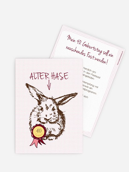 Einladung 40. Geburtstag Alter Hase