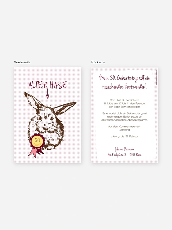 Einladung 50. Geburtstag Alter Hase