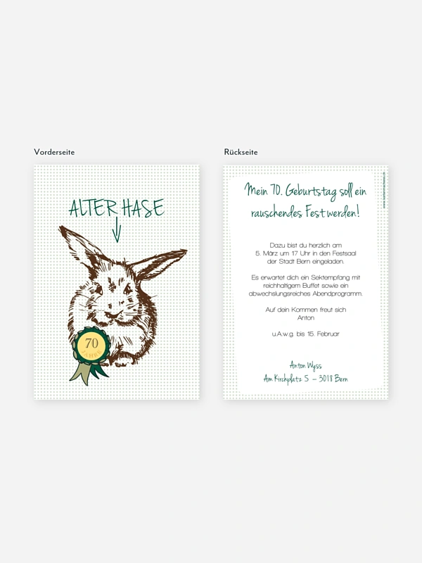 Einladung 70. Geburtstag Alter Hase