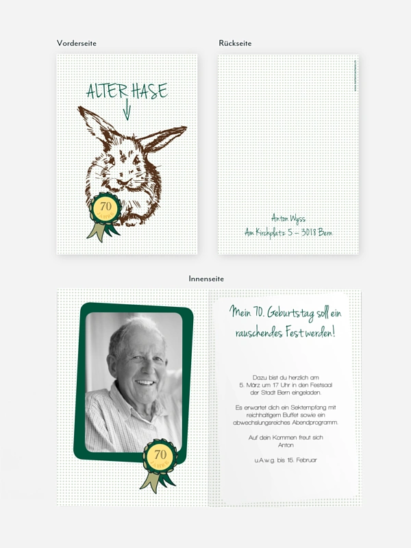 Einladung 70. Geburtstag Alter Hase