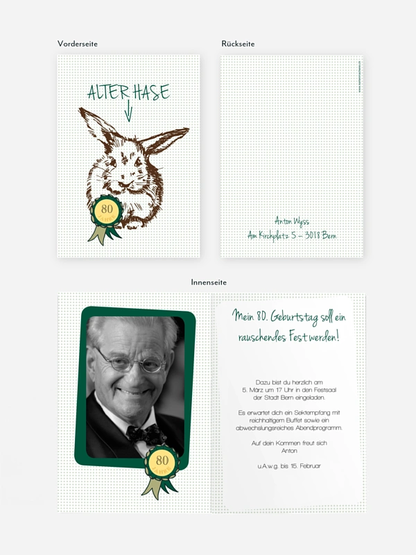 Einladung 80. Geburtstag Alter Hase