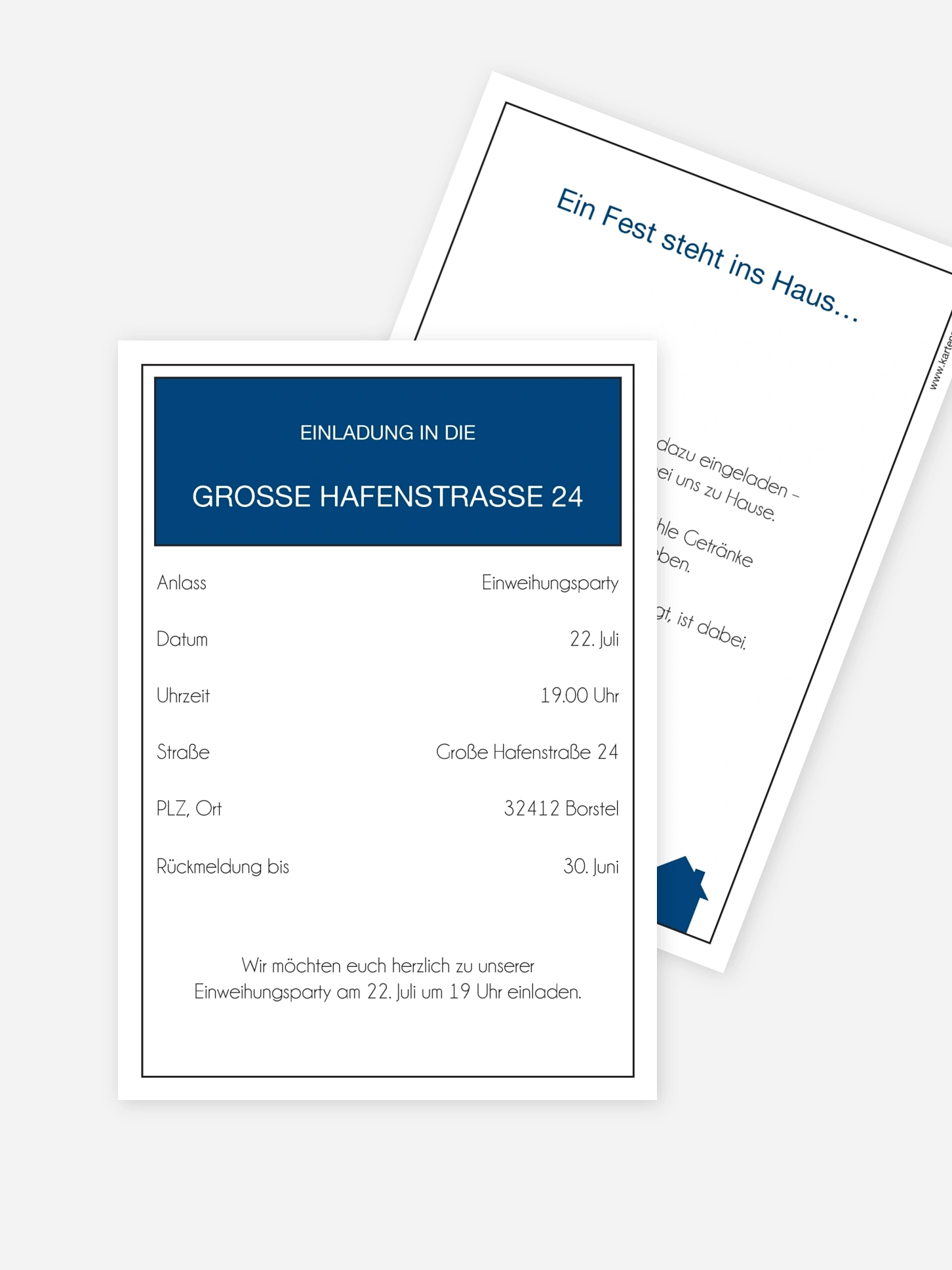 Partyeinladung Schlossallee