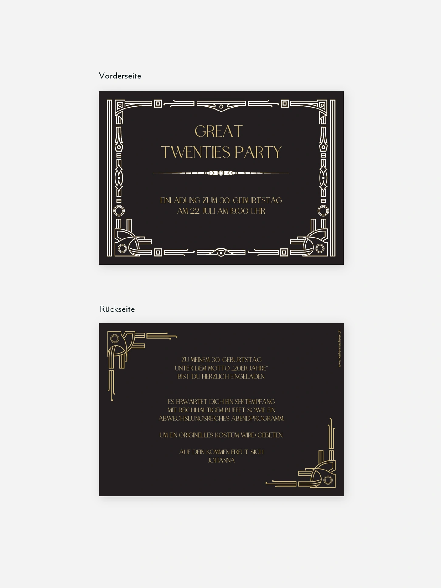 Einladung 30. Geburtstag Golden Twenties