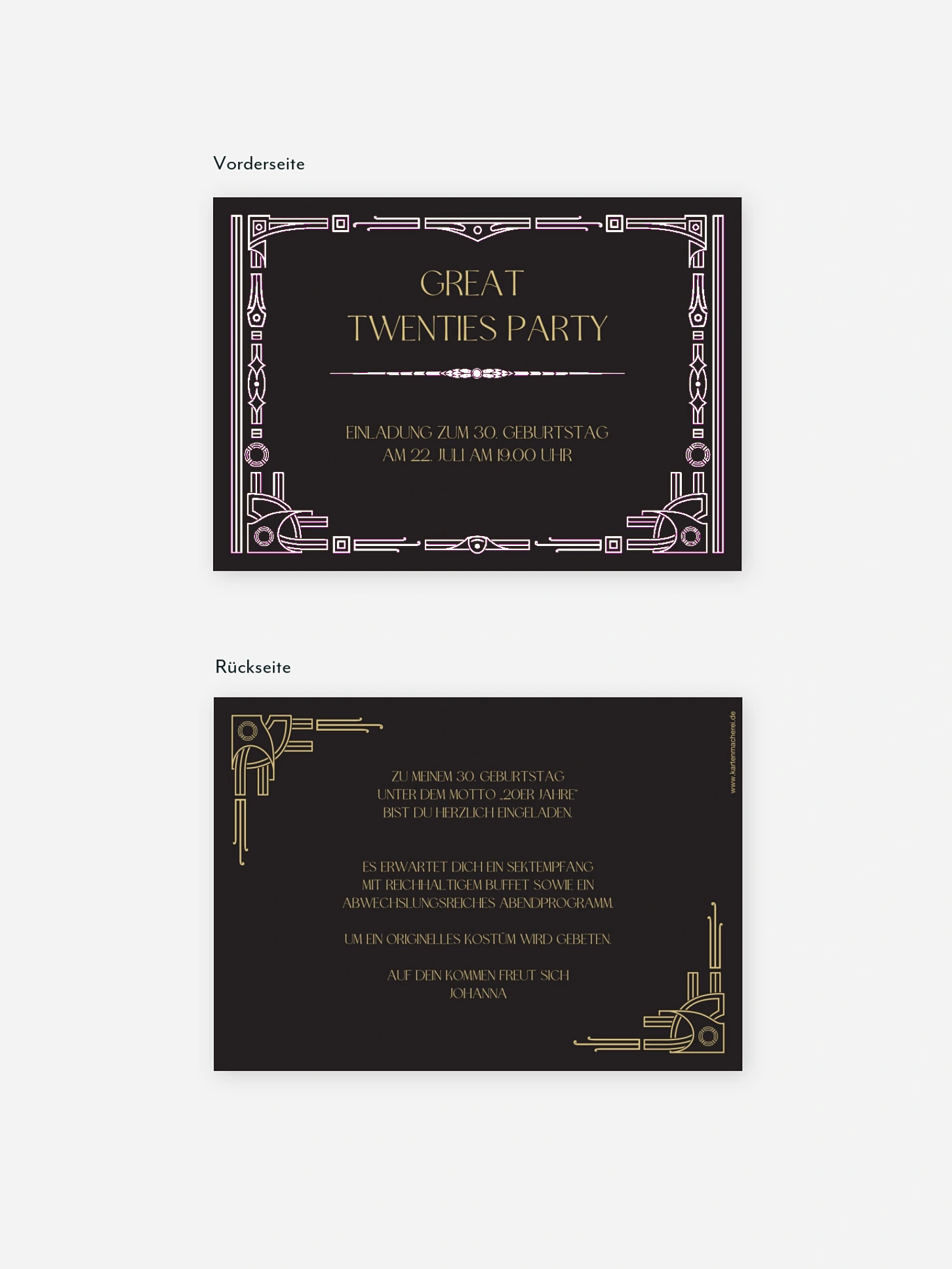 Einladung 30. Geburtstag Golden Twenties